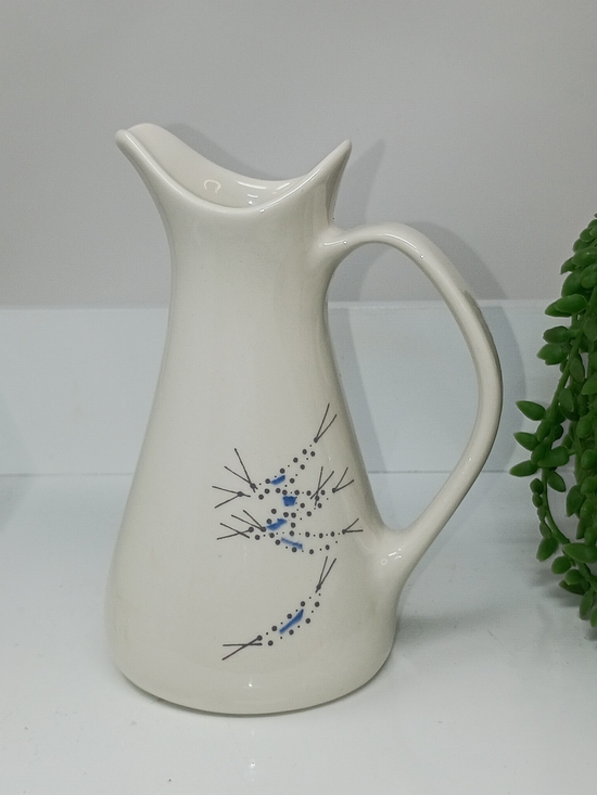Iroquois Other - Iroquois Ceramic Pitcher Vase with Blue Accent Motif
